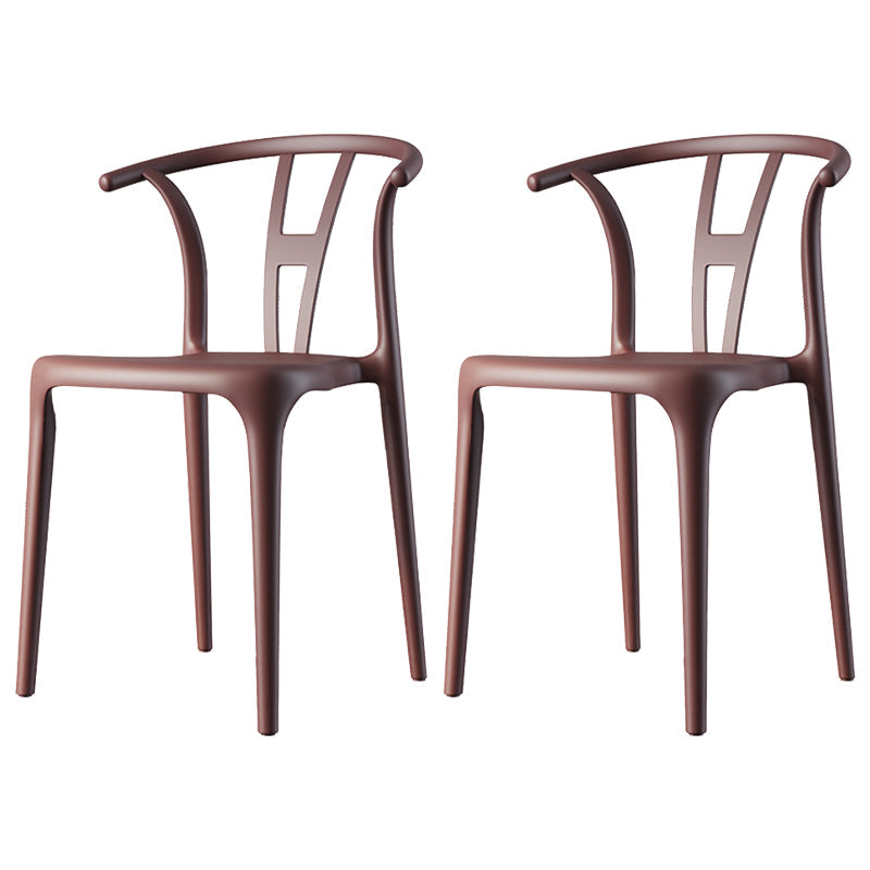 Contemporary Style Plastic Dining Chair Wishbone Back Chair for Kitchen Brown 2 Piece Set Clearhalo ' kitchen&dining_furn' 'Dining Chairs' 'Dining Tables & Seating' 'dining_chair' 'furn' 'furn_dining_chair' 'Furniture' 'furniture_dining_chair' 'Kitchen & Dining Furniture' 'kitchen' 3542210