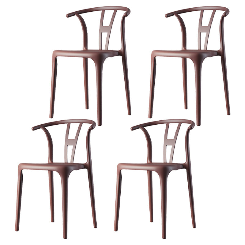 Contemporary Style Plastic Dining Chair Wishbone Back Chair for Kitchen Brown 4 Piece Set Clearhalo ' kitchen&dining_furn' 'Dining Chairs' 'Dining Tables & Seating' 'dining_chair' 'furn' 'furn_dining_chair' 'Furniture' 'furniture_dining_chair' 'Kitchen & Dining Furniture' 'kitchen' 3542211