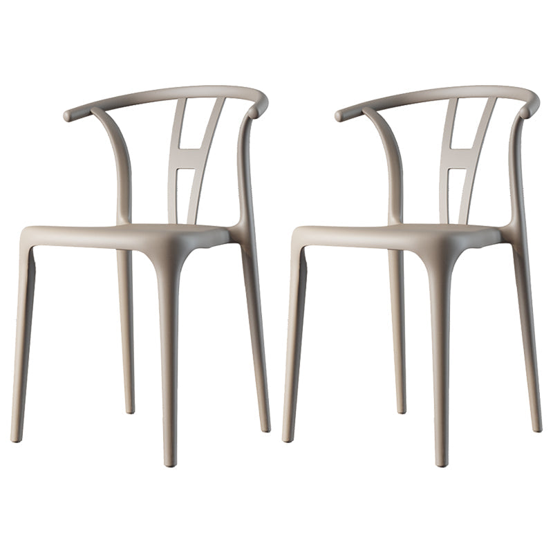 Contemporary Style Plastic Dining Chair Wishbone Back Chair for Kitchen Camel 2 Piece Set Clearhalo ' kitchen&dining_furn' 'Dining Chairs' 'Dining Tables & Seating' 'dining_chair' 'furn' 'furn_dining_chair' 'Furniture' 'furniture_dining_chair' 'Kitchen & Dining Furniture' 'kitchen' 3542216