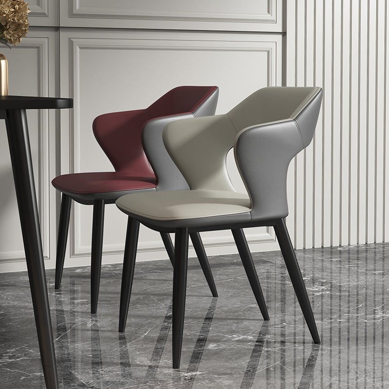 Industrial Style Faux Leather Side Chair with 4 Metal Legs Open Back Dining Side Chair Clearhalo ' kitchen&dining_furn' 'Dining Chairs' 'Dining Tables & Seating' 'dining_chair' 'furn' 'furn_dining_chair' 'Furniture' 'furniture_dining_chair' 'Kitchen & Dining Furniture' 'kitchen' 3542246