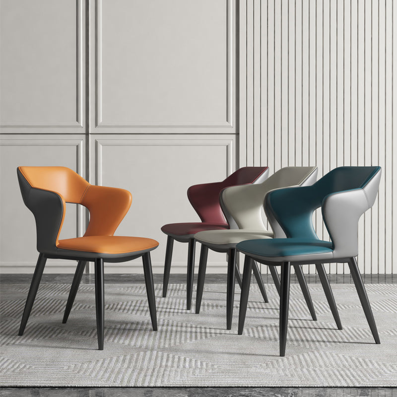 Industrial Style Faux Leather Side Chair with 4 Metal Legs Open Back Dining Side Chair Clearhalo ' kitchen&dining_furn' 'Dining Chairs' 'Dining Tables & Seating' 'dining_chair' 'furn' 'furn_dining_chair' 'Furniture' 'furniture_dining_chair' 'Kitchen & Dining Furniture' 'kitchen' 3542249