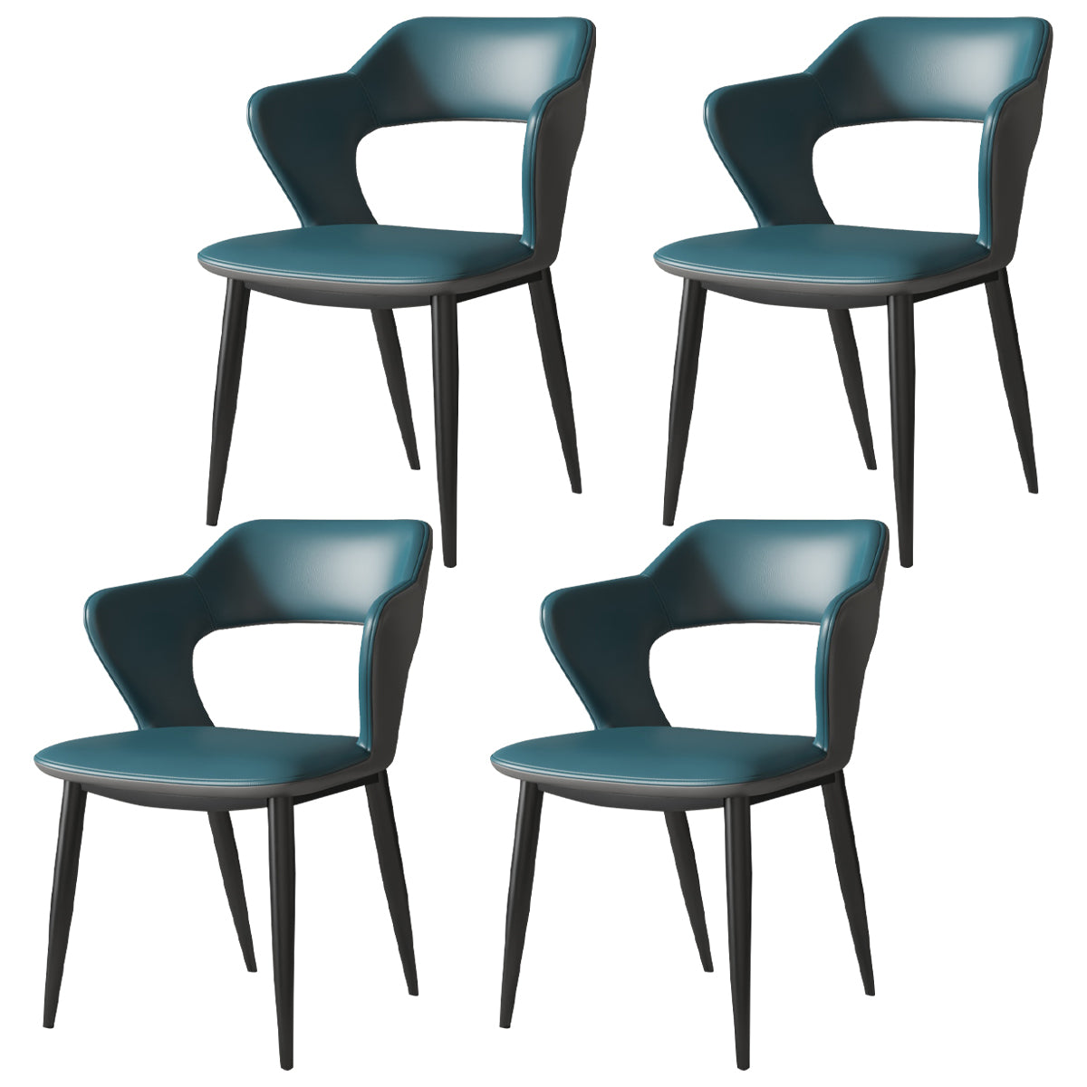 Industrial Style Faux Leather Side Chair with 4 Metal Legs Open Back Dining Side Chair Blue 4 Piece Set Clearhalo ' kitchen&dining_furn' 'Dining Chairs' 'Dining Tables & Seating' 'dining_chair' 'furn' 'furn_dining_chair' 'Furniture' 'furniture_dining_chair' 'Kitchen & Dining Furniture' 'kitchen' 3542250