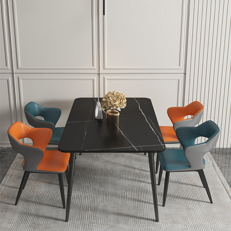 Industrial Style Faux Leather Side Chair with 4 Metal Legs Open Back Dining Side Chair Clearhalo ' kitchen&dining_furn' 'Dining Chairs' 'Dining Tables & Seating' 'dining_chair' 'furn' 'furn_dining_chair' 'Furniture' 'furniture_dining_chair' 'Kitchen & Dining Furniture' 'kitchen' 3542251