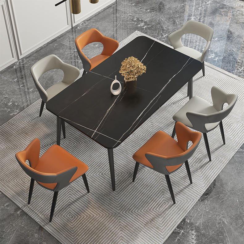 Industrial Style Faux Leather Side Chair with 4 Metal Legs Open Back Dining Side Chair Clearhalo ' kitchen&dining_furn' 'Dining Chairs' 'Dining Tables & Seating' 'dining_chair' 'furn' 'furn_dining_chair' 'Furniture' 'furniture_dining_chair' 'Kitchen & Dining Furniture' 'kitchen' 3542253