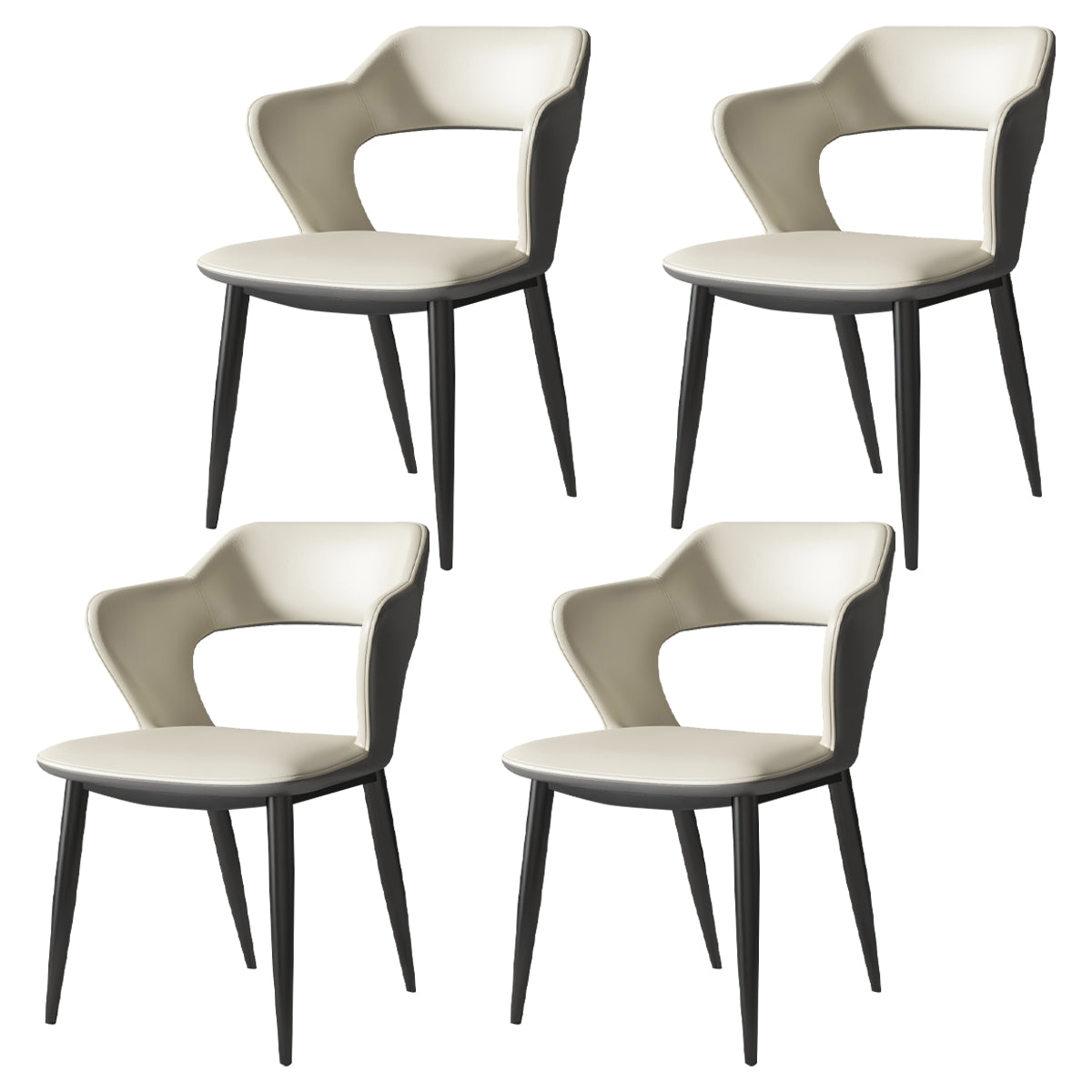Industrial Style Faux Leather Side Chair with 4 Metal Legs Open Back Dining Side Chair Gray-White 4 Piece Set Clearhalo ' kitchen&dining_furn' 'Dining Chairs' 'Dining Tables & Seating' 'dining_chair' 'furn' 'furn_dining_chair' 'Furniture' 'furniture_dining_chair' 'Kitchen & Dining Furniture' 'kitchen' 3542254