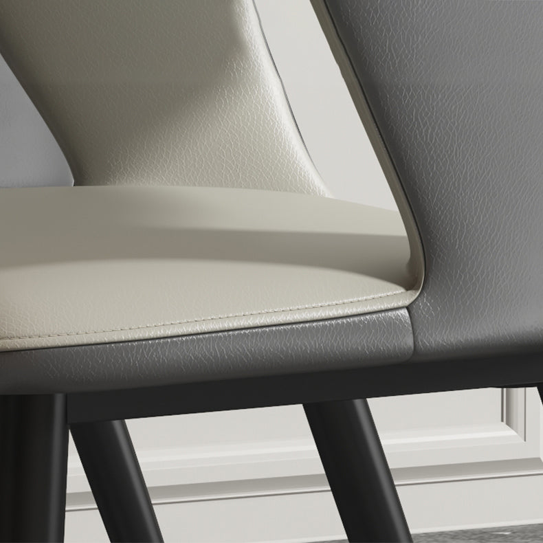 Industrial Style Faux Leather Side Chair with 4 Metal Legs Open Back Dining Side Chair Clearhalo ' kitchen&dining_furn' 'Dining Chairs' 'Dining Tables & Seating' 'dining_chair' 'furn' 'furn_dining_chair' 'Furniture' 'furniture_dining_chair' 'Kitchen & Dining Furniture' 'kitchen' 3542261