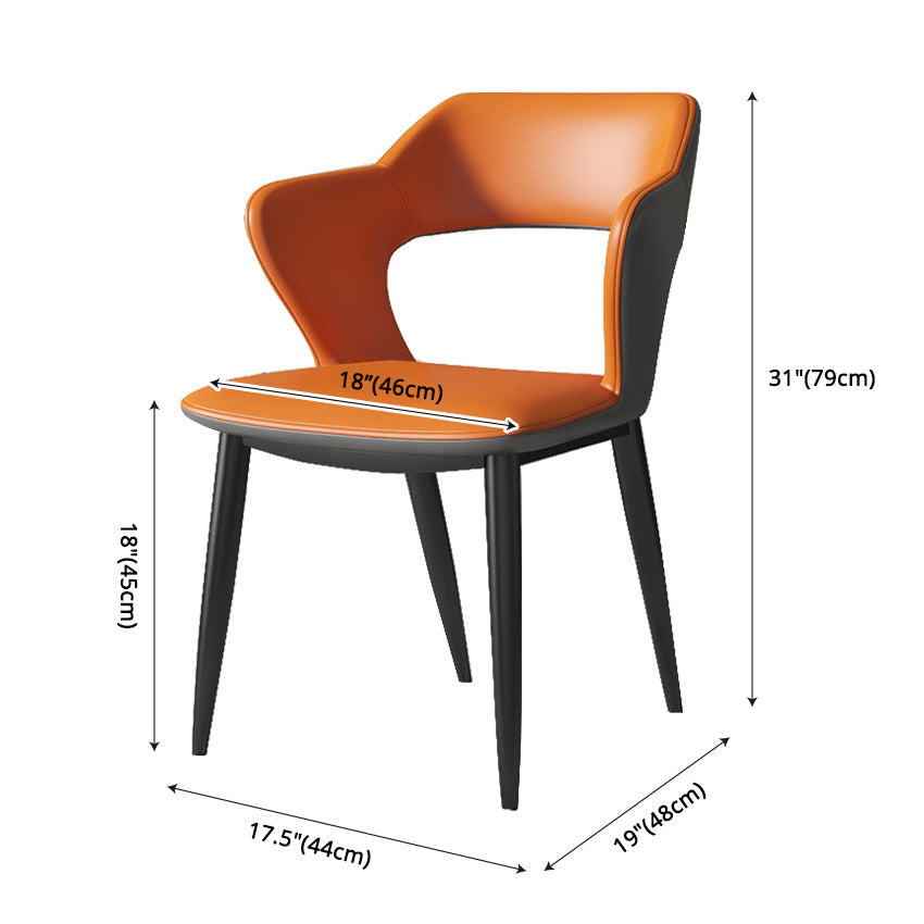 Industrial Style Faux Leather Side Chair with 4 Metal Legs Open Back Dining Side Chair Clearhalo ' kitchen&dining_furn' 'Dining Chairs' 'Dining Tables & Seating' 'dining_chair' 'furn' 'furn_dining_chair' 'Furniture' 'furniture_dining_chair' 'Kitchen & Dining Furniture' 'kitchen' 3542264