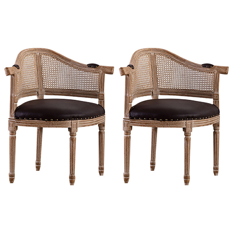 Country Style Dining Arm Chair Open Back Chair with 4 Wood Legs for Home Use Dark Brown 2 Piece Set Clearhalo ' kitchen&dining_furn' 'Dining Chairs' 'Dining Tables & Seating' 'dining_chair' 'furn' 'furn_dining_chair' 'Furniture' 'furniture_dining_chair' 'Kitchen & Dining Furniture' 'kitchen' 3542281