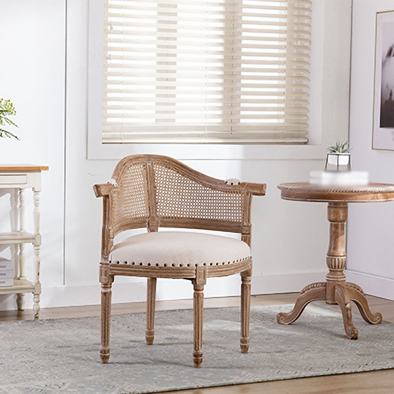 Country Style Dining Arm Chair Open Back Chair with 4 Wood Legs for Home Use Off-White 1 Piece Clearhalo ' kitchen&dining_furn' 'Dining Chairs' 'Dining Tables & Seating' 'dining_chair' 'furn' 'furn_dining_chair' 'Furniture' 'furniture_dining_chair' 'Kitchen & Dining Furniture' 'kitchen' 3542285