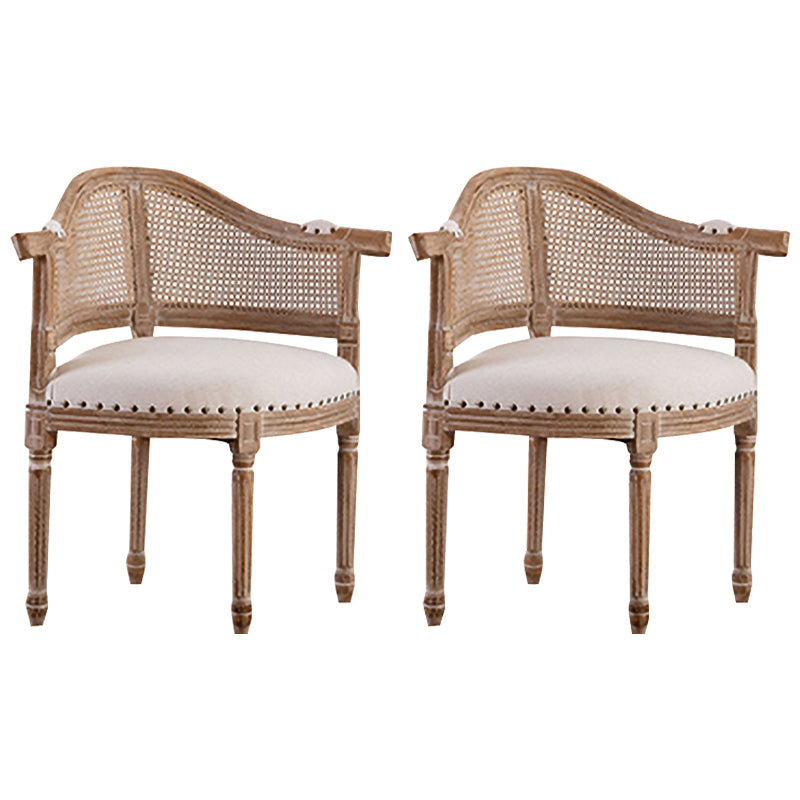 Country Style Dining Arm Chair Open Back Chair with 4 Wood Legs for Home Use Off-White 2 Piece Set Clearhalo ' kitchen&dining_furn' 'Dining Chairs' 'Dining Tables & Seating' 'dining_chair' 'furn' 'furn_dining_chair' 'Furniture' 'furniture_dining_chair' 'Kitchen & Dining Furniture' 'kitchen' 3542286