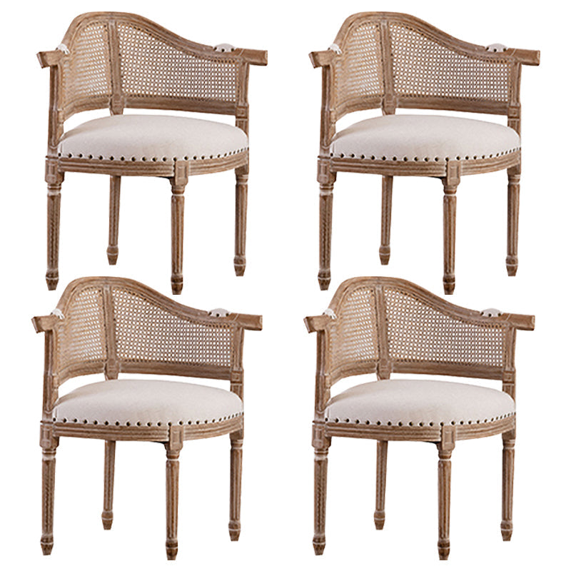 Country Style Dining Arm Chair Open Back Chair with 4 Wood Legs for Home Use Off-White 4 Piece Set Clearhalo ' kitchen&dining_furn' 'Dining Chairs' 'Dining Tables & Seating' 'dining_chair' 'furn' 'furn_dining_chair' 'Furniture' 'furniture_dining_chair' 'Kitchen & Dining Furniture' 'kitchen' 3542288