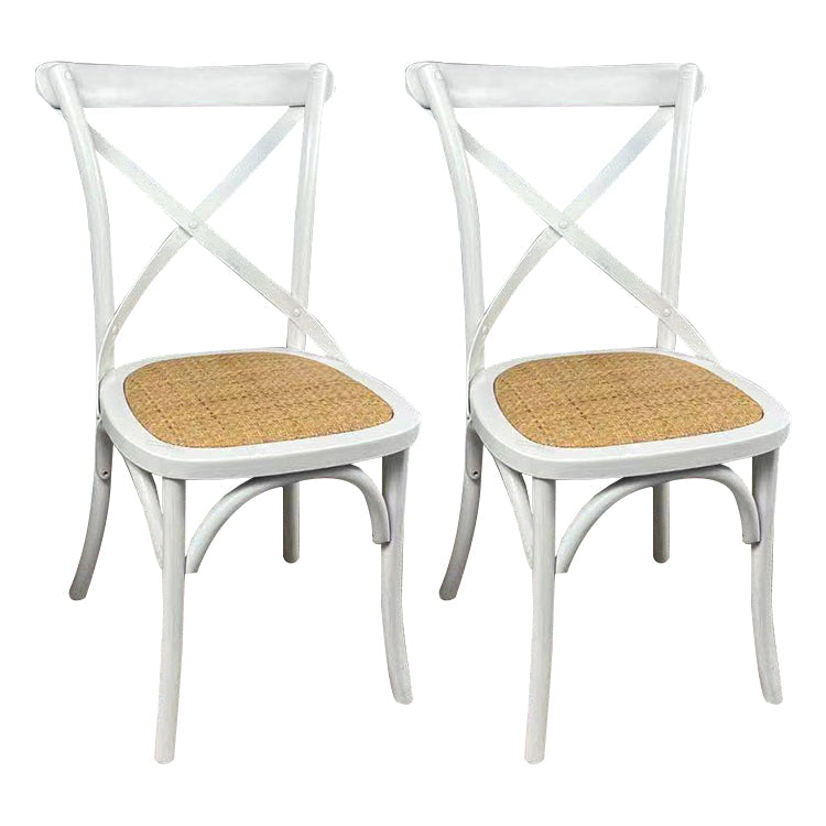 Wooden Contemporary Indoor Dining Side Chair Stackable Cross Back Chair White 2 Piece Set Clearhalo ' kitchen&dining_furn' 'Dining Chairs' 'Dining Tables & Seating' 'dining_chair' 'furn' 'furn_dining_chair' 'Furniture' 'furniture_dining_chair' 'Kitchen & Dining Furniture' 'kitchen' 3542290