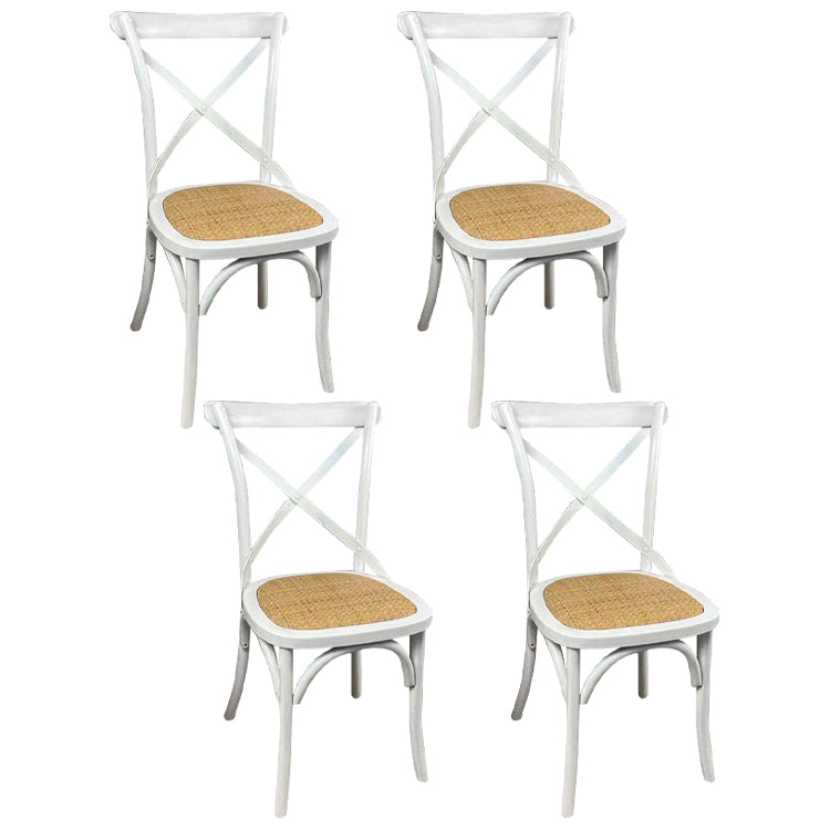 Wooden Contemporary Indoor Dining Side Chair Stackable Cross Back Chair White 4 Piece Set Clearhalo ' kitchen&dining_furn' 'Dining Chairs' 'Dining Tables & Seating' 'dining_chair' 'furn' 'furn_dining_chair' 'Furniture' 'furniture_dining_chair' 'Kitchen & Dining Furniture' 'kitchen' 3542291