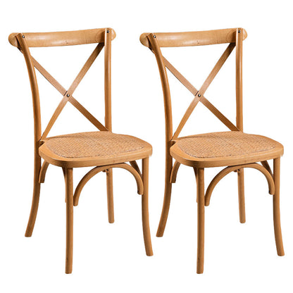 Wooden Contemporary Indoor Dining Side Chair Stackable Cross Back Chair Natural 2 Piece Set Clearhalo ' kitchen&dining_furn' 'Dining Chairs' 'Dining Tables & Seating' 'dining_chair' 'furn' 'furn_dining_chair' 'Furniture' 'furniture_dining_chair' 'Kitchen & Dining Furniture' 'kitchen' 3542295