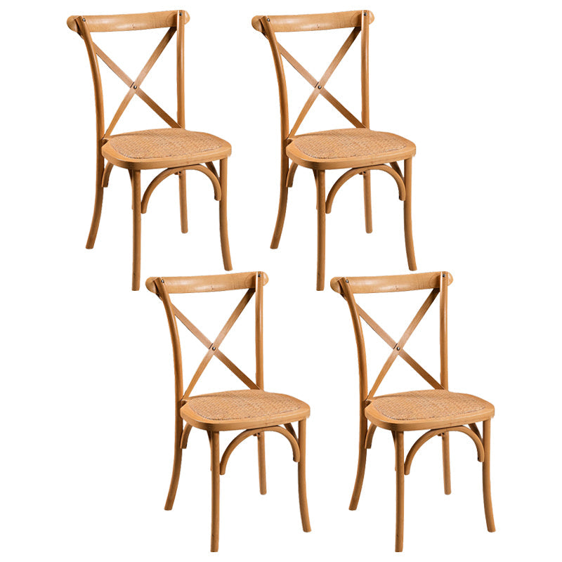 Wooden Contemporary Indoor Dining Side Chair Stackable Cross Back Chair Natural 4 Piece Set Clearhalo ' kitchen&dining_furn' 'Dining Chairs' 'Dining Tables & Seating' 'dining_chair' 'furn' 'furn_dining_chair' 'Furniture' 'furniture_dining_chair' 'Kitchen & Dining Furniture' 'kitchen' 3542297