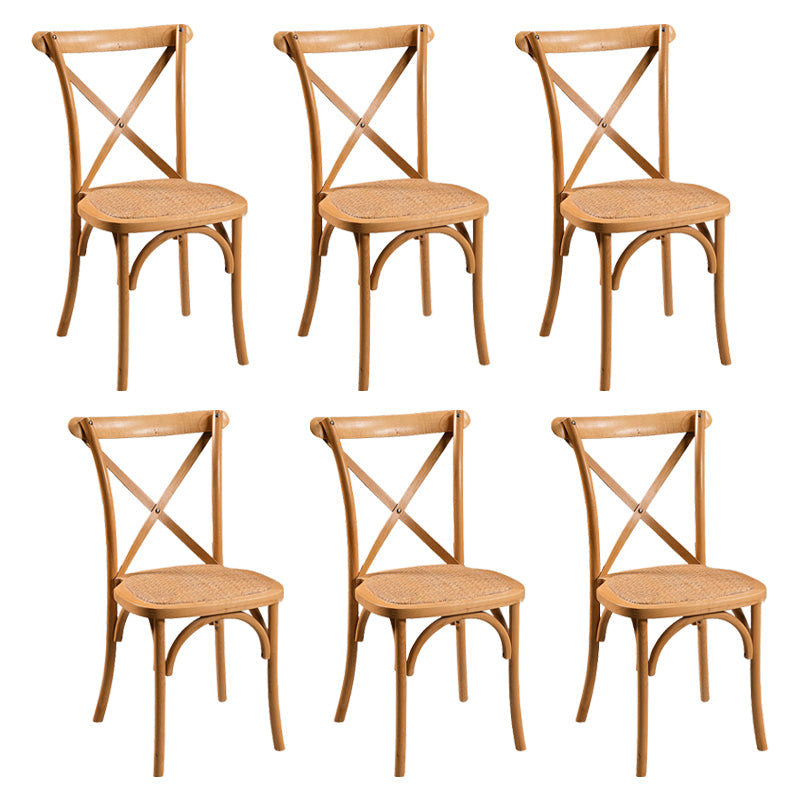 Wooden Contemporary Indoor Dining Side Chair Stackable Cross Back Chair Natural 6 Piece Set Clearhalo ' kitchen&dining_furn' 'Dining Chairs' 'Dining Tables & Seating' 'dining_chair' 'furn' 'furn_dining_chair' 'Furniture' 'furniture_dining_chair' 'Kitchen & Dining Furniture' 'kitchen' 3542299