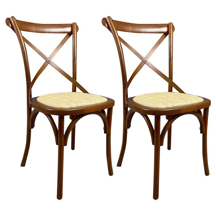 Wooden Contemporary Indoor Dining Side Chair Stackable Cross Back Chair Walnut 2 Piece Set Clearhalo ' kitchen&dining_furn' 'Dining Chairs' 'Dining Tables & Seating' 'dining_chair' 'furn' 'furn_dining_chair' 'Furniture' 'furniture_dining_chair' 'Kitchen & Dining Furniture' 'kitchen' 3542301