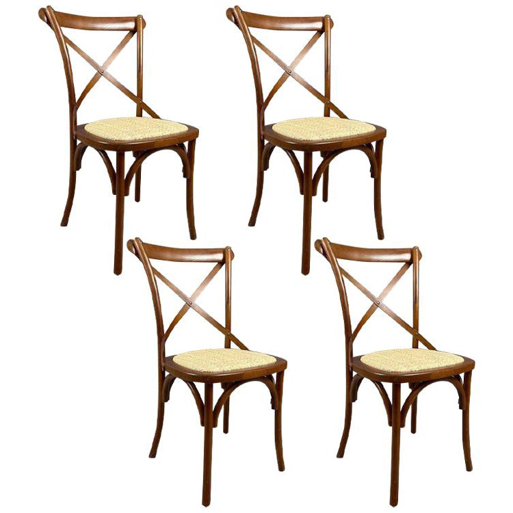 Wooden Contemporary Indoor Dining Side Chair Stackable Cross Back Chair Walnut 4 Piece Set Clearhalo ' kitchen&dining_furn' 'Dining Chairs' 'Dining Tables & Seating' 'dining_chair' 'furn' 'furn_dining_chair' 'Furniture' 'furniture_dining_chair' 'Kitchen & Dining Furniture' 'kitchen' 3542303