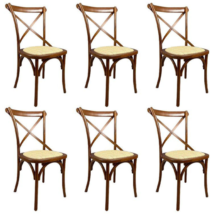 Wooden Contemporary Indoor Dining Side Chair Stackable Cross Back Chair Walnut 6 Piece Set Clearhalo ' kitchen&dining_furn' 'Dining Chairs' 'Dining Tables & Seating' 'dining_chair' 'furn' 'furn_dining_chair' 'Furniture' 'furniture_dining_chair' 'Kitchen & Dining Furniture' 'kitchen' 3542304