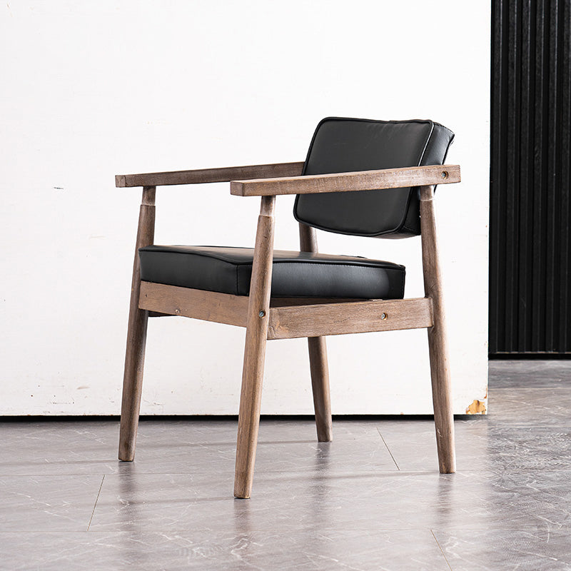 Contemporary Kitchen Leather Square Dining Chair Open Back Dining Side Chair Black 1 Piece Gray Clearhalo ' kitchen&dining_furn' 'Dining Chairs' 'Dining Tables & Seating' 'dining_chair' 'furn' 'furn_dining_chair' 'Furniture' 'furniture_dining_chair' 'Kitchen & Dining Furniture' 'kitchen' 3542306