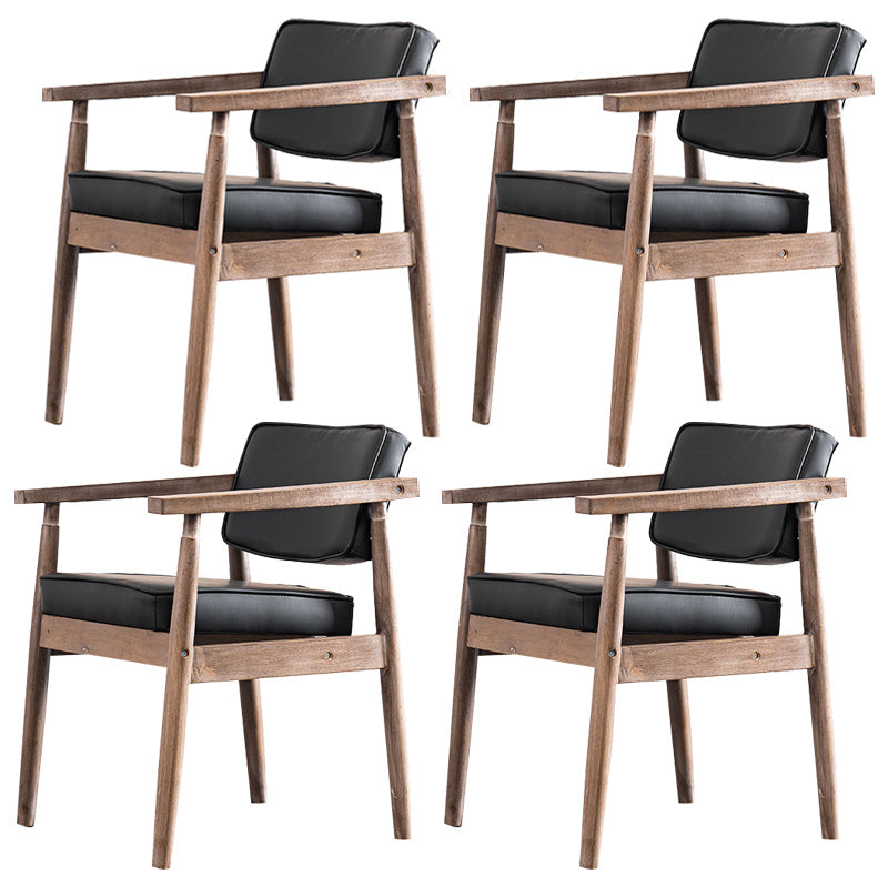 Contemporary Kitchen Leather Square Dining Chair Open Back Dining Side Chair Black 4 Piece Set Gray Clearhalo ' kitchen&dining_furn' 'Dining Chairs' 'Dining Tables & Seating' 'dining_chair' 'furn' 'furn_dining_chair' 'Furniture' 'furniture_dining_chair' 'Kitchen & Dining Furniture' 'kitchen' 3542310