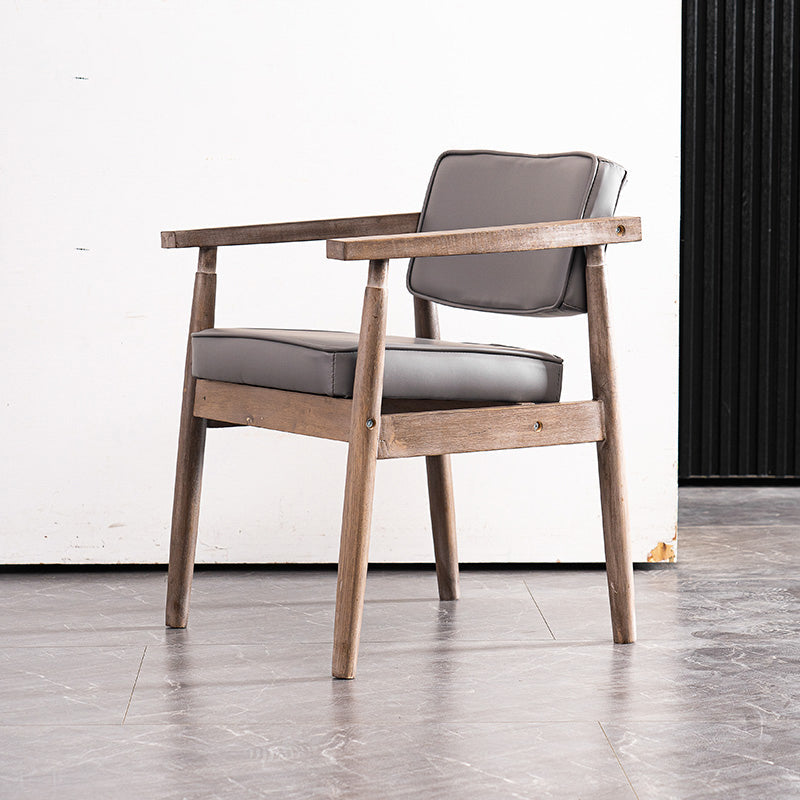 Contemporary Kitchen Leather Square Dining Chair Open Back Dining Side Chair Grey 1 Piece Gray Clearhalo ' kitchen&dining_furn' 'Dining Chairs' 'Dining Tables & Seating' 'dining_chair' 'furn' 'furn_dining_chair' 'Furniture' 'furniture_dining_chair' 'Kitchen & Dining Furniture' 'kitchen' 3542311