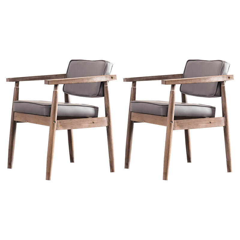 Contemporary Kitchen Leather Square Dining Chair Open Back Dining Side Chair Grey 2 Piece Set Gray Clearhalo ' kitchen&dining_furn' 'Dining Chairs' 'Dining Tables & Seating' 'dining_chair' 'furn' 'furn_dining_chair' 'Furniture' 'furniture_dining_chair' 'Kitchen & Dining Furniture' 'kitchen' 3542313