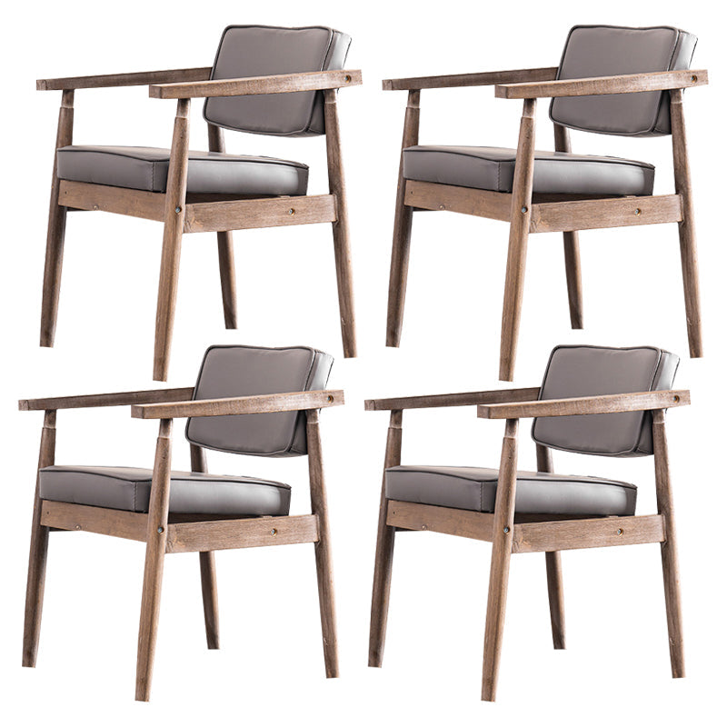 Contemporary Kitchen Leather Square Dining Chair Open Back Dining Side Chair Grey 4 Piece Set Gray Clearhalo ' kitchen&dining_furn' 'Dining Chairs' 'Dining Tables & Seating' 'dining_chair' 'furn' 'furn_dining_chair' 'Furniture' 'furniture_dining_chair' 'Kitchen & Dining Furniture' 'kitchen' 3542315