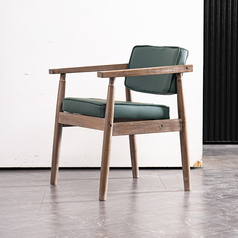 Contemporary Kitchen Leather Square Dining Chair Open Back Dining Side Chair Blackish Green 1 Piece Gray Clearhalo ' kitchen&dining_furn' 'Dining Chairs' 'Dining Tables & Seating' 'dining_chair' 'furn' 'furn_dining_chair' 'Furniture' 'furniture_dining_chair' 'Kitchen & Dining Furniture' 'kitchen' 3542317