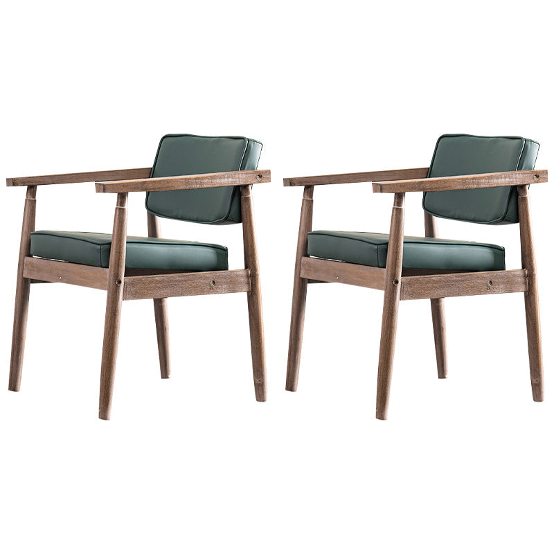 Contemporary Kitchen Leather Square Dining Chair Open Back Dining Side Chair Blackish Green 2 Piece Set Gray Clearhalo ' kitchen&dining_furn' 'Dining Chairs' 'Dining Tables & Seating' 'dining_chair' 'furn' 'furn_dining_chair' 'Furniture' 'furniture_dining_chair' 'Kitchen & Dining Furniture' 'kitchen' 3542319