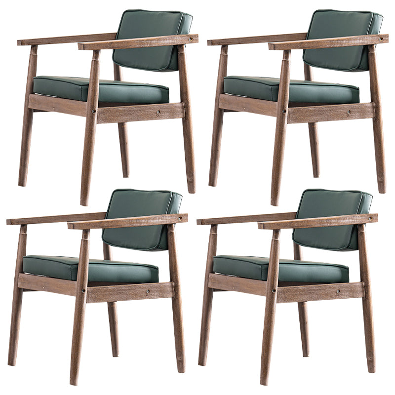 Contemporary Kitchen Leather Square Dining Chair Open Back Dining Side Chair Blackish Green 4 Piece Set Gray Clearhalo ' kitchen&dining_furn' 'Dining Chairs' 'Dining Tables & Seating' 'dining_chair' 'furn' 'furn_dining_chair' 'Furniture' 'furniture_dining_chair' 'Kitchen & Dining Furniture' 'kitchen' 3542321
