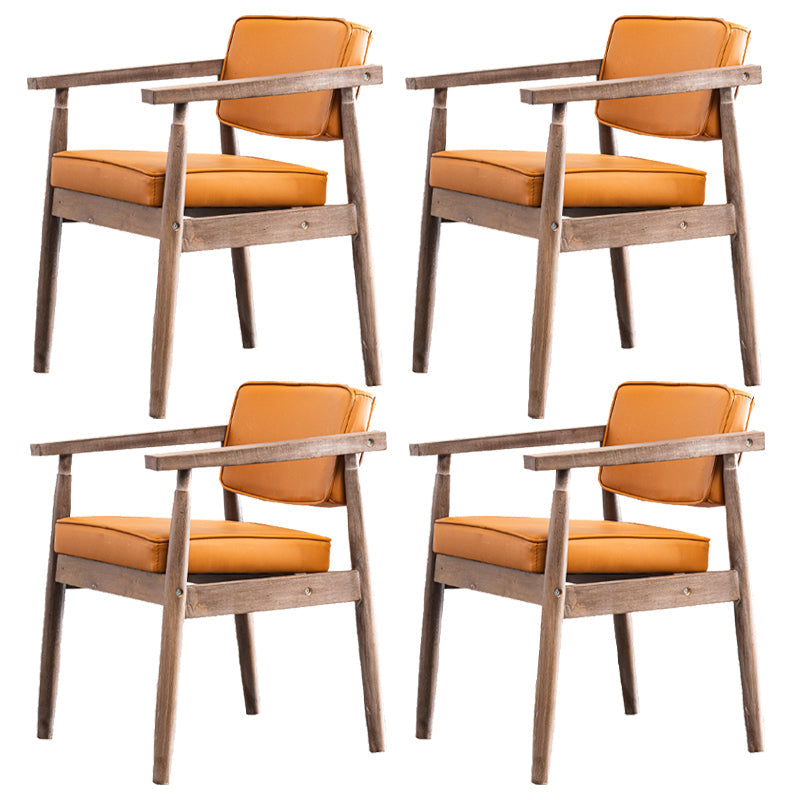 Contemporary Kitchen Leather Square Dining Chair Open Back Dining Side Chair Orange 4 Piece Set Gray Clearhalo ' kitchen&dining_furn' 'Dining Chairs' 'Dining Tables & Seating' 'dining_chair' 'furn' 'furn_dining_chair' 'Furniture' 'furniture_dining_chair' 'Kitchen & Dining Furniture' 'kitchen' 3542327