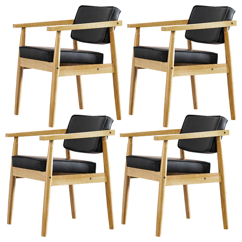 Contemporary Kitchen Leather Square Dining Chair Open Back Dining Side Chair Black 4 Piece Set Natural Wood Clearhalo ' kitchen&dining_furn' 'Dining Chairs' 'Dining Tables & Seating' 'dining_chair' 'furn' 'furn_dining_chair' 'Furniture' 'furniture_dining_chair' 'Kitchen & Dining Furniture' 'kitchen' 3542331