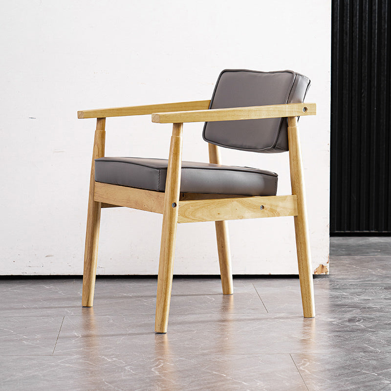 Contemporary Kitchen Leather Square Dining Chair Open Back Dining Side Chair Grey 1 Piece Natural Wood Clearhalo ' kitchen&dining_furn' 'Dining Chairs' 'Dining Tables & Seating' 'dining_chair' 'furn' 'furn_dining_chair' 'Furniture' 'furniture_dining_chair' 'Kitchen & Dining Furniture' 'kitchen' 3542332