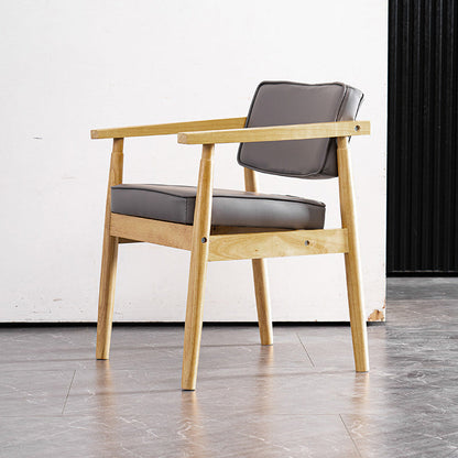 Contemporary Kitchen Leather Square Dining Chair Open Back Dining Side Chair Grey 1 Piece Natural Wood Clearhalo ' kitchen&dining_furn' 'Dining Chairs' 'Dining Tables & Seating' 'dining_chair' 'furn' 'furn_dining_chair' 'Furniture' 'furniture_dining_chair' 'Kitchen & Dining Furniture' 'kitchen' 3542332