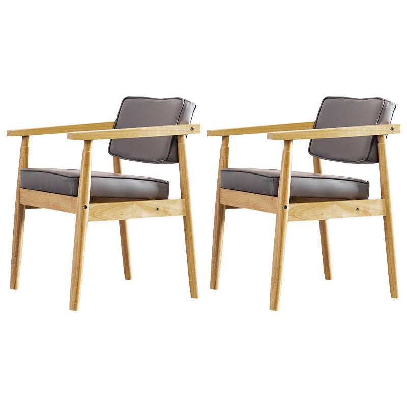 Contemporary Kitchen Leather Square Dining Chair Open Back Dining Side Chair Grey 2 Piece Set Natural Wood Clearhalo ' kitchen&dining_furn' 'Dining Chairs' 'Dining Tables & Seating' 'dining_chair' 'furn' 'furn_dining_chair' 'Furniture' 'furniture_dining_chair' 'Kitchen & Dining Furniture' 'kitchen' 3542333