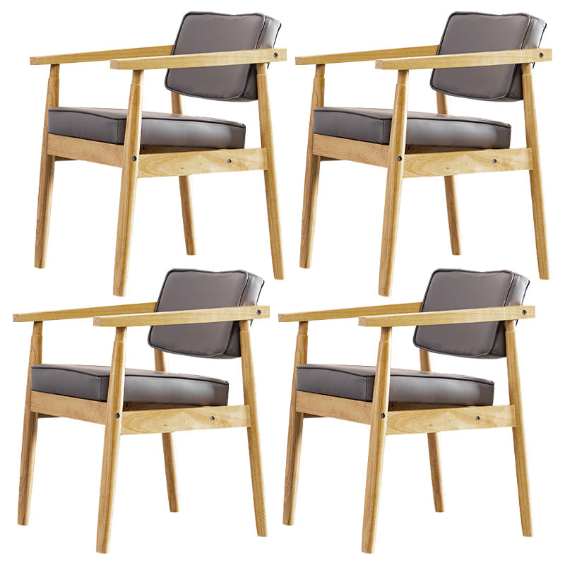 Contemporary Kitchen Leather Square Dining Chair Open Back Dining Side Chair Grey 4 Piece Set Natural Wood Clearhalo ' kitchen&dining_furn' 'Dining Chairs' 'Dining Tables & Seating' 'dining_chair' 'furn' 'furn_dining_chair' 'Furniture' 'furniture_dining_chair' 'Kitchen & Dining Furniture' 'kitchen' 3542334
