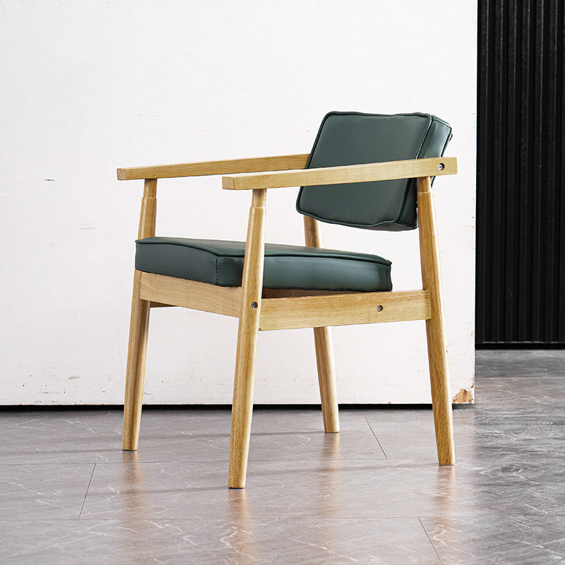 Contemporary Kitchen Leather Square Dining Chair Open Back Dining Side Chair Blackish Green 1 Piece Natural Wood Clearhalo ' kitchen&dining_furn' 'Dining Chairs' 'Dining Tables & Seating' 'dining_chair' 'furn' 'furn_dining_chair' 'Furniture' 'furniture_dining_chair' 'Kitchen & Dining Furniture' 'kitchen' 3542335