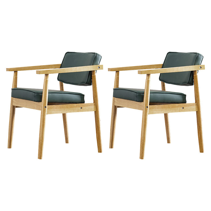 Contemporary Kitchen Leather Square Dining Chair Open Back Dining Side Chair Blackish Green 2 Piece Set Natural Wood Clearhalo ' kitchen&dining_furn' 'Dining Chairs' 'Dining Tables & Seating' 'dining_chair' 'furn' 'furn_dining_chair' 'Furniture' 'furniture_dining_chair' 'Kitchen & Dining Furniture' 'kitchen' 3542336