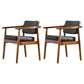 Contemporary Kitchen Leather Square Dining Chair Open Back Dining Side Chair Black 2 Piece Set Walnut Clearhalo ' kitchen&dining_furn' 'Dining Chairs' 'Dining Tables & Seating' 'dining_chair' 'furn' 'furn_dining_chair' 'Furniture' 'furniture_dining_chair' 'Kitchen & Dining Furniture' 'kitchen' 3542342
