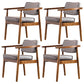 Contemporary Kitchen Leather Square Dining Chair Open Back Dining Side Chair Grey 4 Piece Set Walnut Clearhalo ' kitchen&dining_furn' 'Dining Chairs' 'Dining Tables & Seating' 'dining_chair' 'furn' 'furn_dining_chair' 'Furniture' 'furniture_dining_chair' 'Kitchen & Dining Furniture' 'kitchen' 3542346