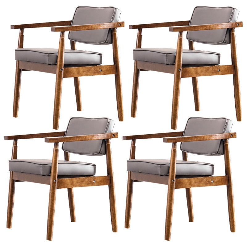 Contemporary Kitchen Leather Square Dining Chair Open Back Dining Side Chair Grey 4 Piece Set Walnut Clearhalo ' kitchen&dining_furn' 'Dining Chairs' 'Dining Tables & Seating' 'dining_chair' 'furn' 'furn_dining_chair' 'Furniture' 'furniture_dining_chair' 'Kitchen & Dining Furniture' 'kitchen' 3542346