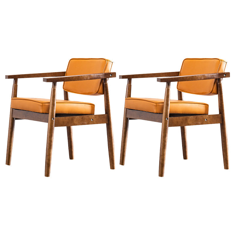 Contemporary Kitchen Leather Square Dining Chair Open Back Dining Side Chair Orange 2 Piece Set Walnut Clearhalo ' kitchen&dining_furn' 'Dining Chairs' 'Dining Tables & Seating' 'dining_chair' 'furn' 'furn_dining_chair' 'Furniture' 'furniture_dining_chair' 'Kitchen & Dining Furniture' 'kitchen' 3542351