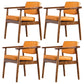 Contemporary Kitchen Leather Square Dining Chair Open Back Dining Side Chair Orange 4 Piece Set Walnut Clearhalo ' kitchen&dining_furn' 'Dining Chairs' 'Dining Tables & Seating' 'dining_chair' 'furn' 'furn_dining_chair' 'Furniture' 'furniture_dining_chair' 'Kitchen & Dining Furniture' 'kitchen' 3542352