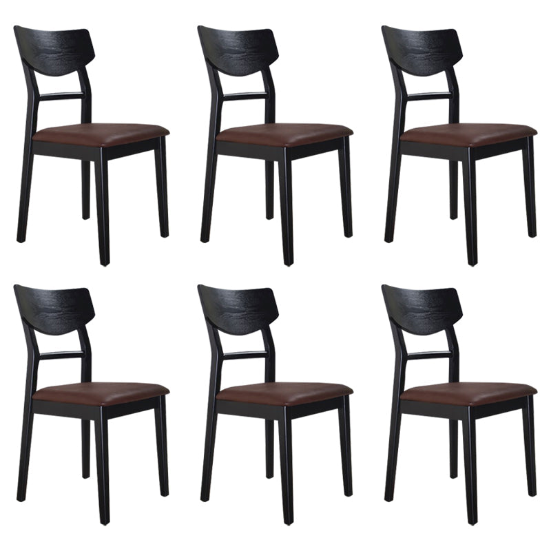 Traditional Indoor Dining Side Chair Wood Finish Ladder Back Stacking Dining Chair Black Brown 6 Piece Set Clearhalo ' kitchen&dining_furn' 'Dining Chairs' 'Dining Tables & Seating' 'dining_chair' 'furn' 'furn_dining_chair' 'Furniture' 'furniture_dining_chair' 'Kitchen & Dining Furniture' 'kitchen' 3542384