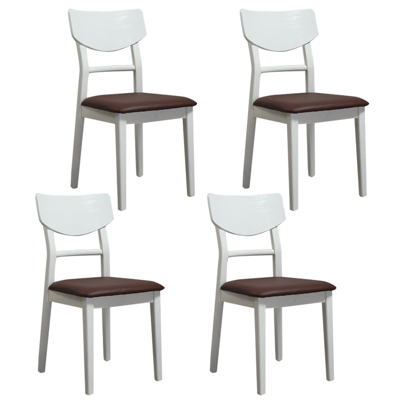 Traditional Indoor Dining Side Chair Wood Finish Ladder Back Stacking Dining Chair White Brown 4 Piece Set Clearhalo ' kitchen&dining_furn' 'Dining Chairs' 'Dining Tables & Seating' 'dining_chair' 'furn' 'furn_dining_chair' 'Furniture' 'furniture_dining_chair' 'Kitchen & Dining Furniture' 'kitchen' 3542388