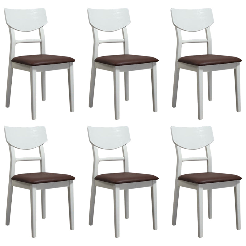 Traditional Indoor Dining Side Chair Wood Finish Ladder Back Stacking Dining Chair White Brown 6 Piece Set Clearhalo ' kitchen&dining_furn' 'Dining Chairs' 'Dining Tables & Seating' 'dining_chair' 'furn' 'furn_dining_chair' 'Furniture' 'furniture_dining_chair' 'Kitchen & Dining Furniture' 'kitchen' 3542390