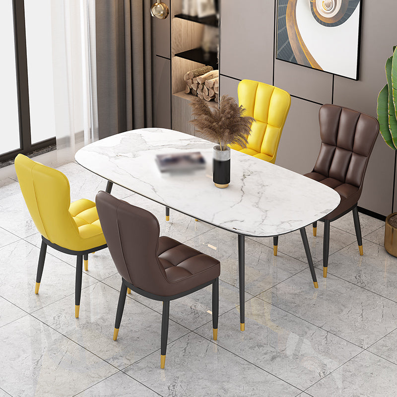 Metal Modern Dining Side Chair with Color Cushion Parsons Chairs for Home Clearhalo ' kitchen&dining_furn' 'Dining Chairs' 'Dining Tables & Seating' 'dining_chair' 'furn' 'furn_dining_chair' 'Furniture' 'furniture_dining_chair' 'Kitchen & Dining Furniture' 'kitchen' 3542398