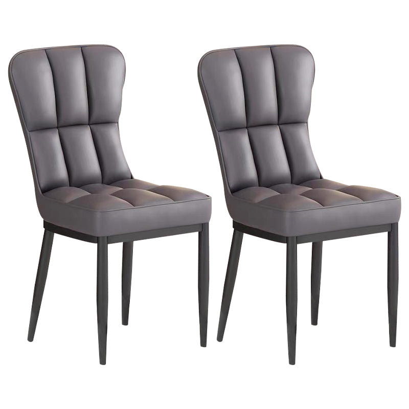 Metal Modern Dining Side Chair with Color Cushion Parsons Chairs for Home Dark Gray 2 Piece Set Black Clearhalo ' kitchen&dining_furn' 'Dining Chairs' 'Dining Tables & Seating' 'dining_chair' 'furn' 'furn_dining_chair' 'Furniture' 'furniture_dining_chair' 'Kitchen & Dining Furniture' 'kitchen' 3542409