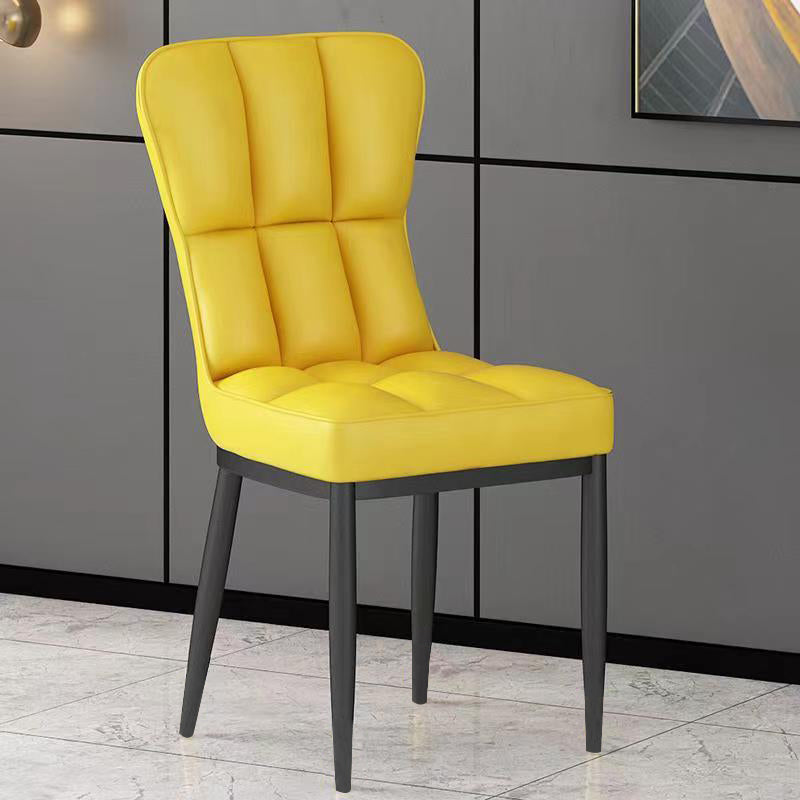 Metal Modern Dining Side Chair with Color Cushion Parsons Chairs for Home Yellow 1 Piece Black Clearhalo ' kitchen&dining_furn' 'Dining Chairs' 'Dining Tables & Seating' 'dining_chair' 'furn' 'furn_dining_chair' 'Furniture' 'furniture_dining_chair' 'Kitchen & Dining Furniture' 'kitchen' 3542413
